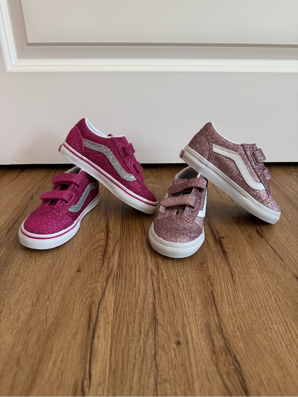 new • VANS • 8.5 toddler • old skool V glitter raspberry + glitter rose gold